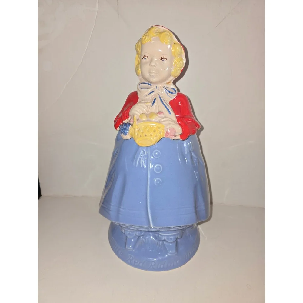 Vintage Little Red Riding Hood Cookie Jar Red Blue‎ Ceramic Canister